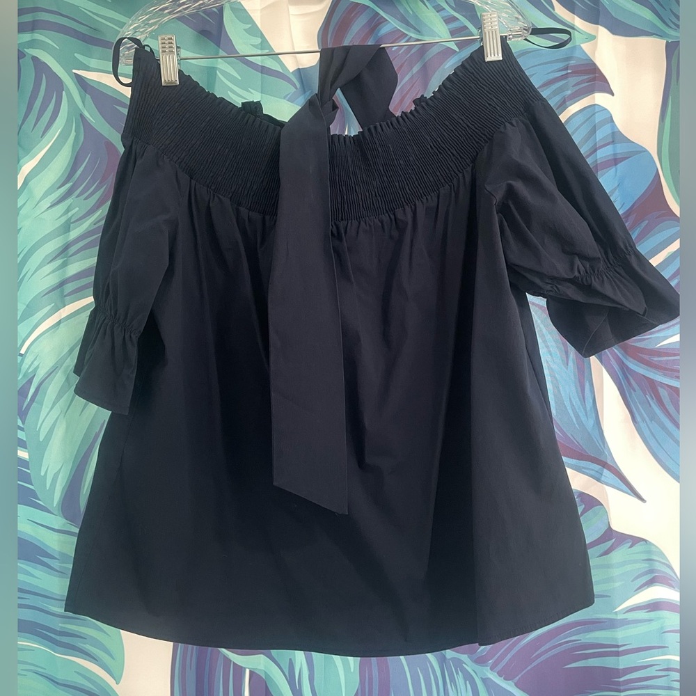 Elegant Navy Off-Shoulder Top